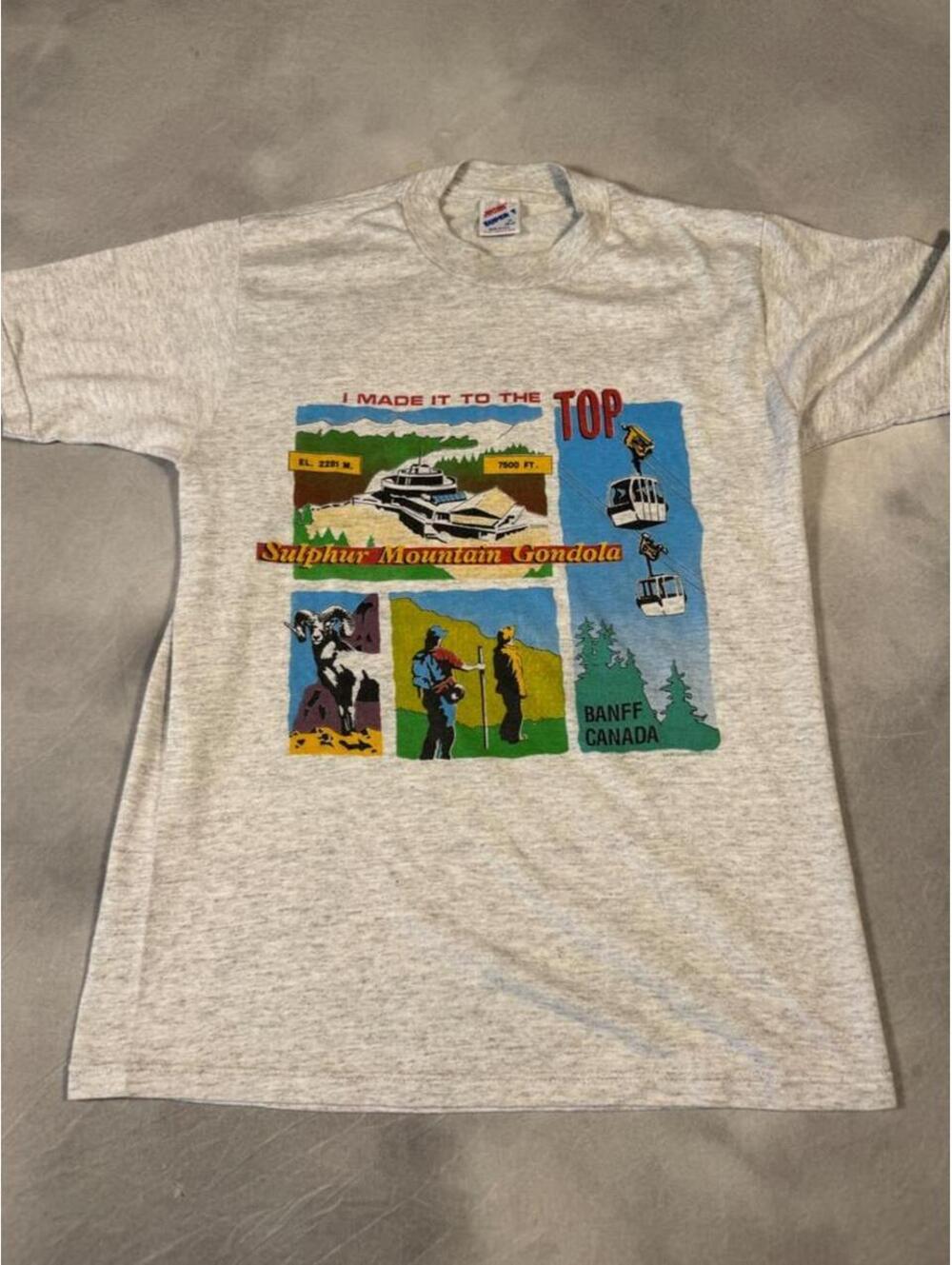 Vintage 80s 90s Banff Canada Sulphur Mountain Gondola T Shirt Jerzees USA M